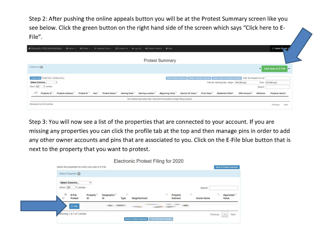How to eFile a Protest The Brazoria County Appraisal District